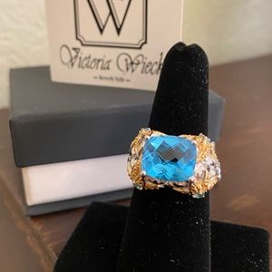 Victoria Wieck Swiss Blue Topaz Sterling Silver and Vermeil Starfish Ring